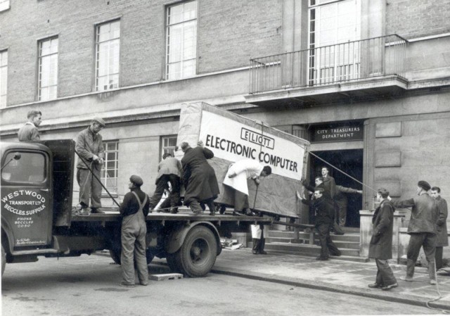 Delivering an Elliott 405 computer in 1957